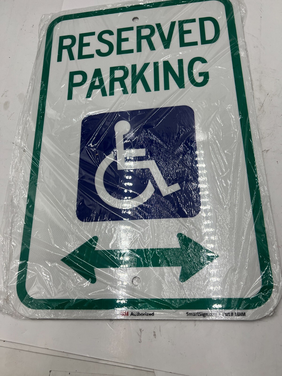 (QTY 2) SmartSign “Reserved Parking” Handicap Parking Sign Bi-Arrow 12″ x 18″