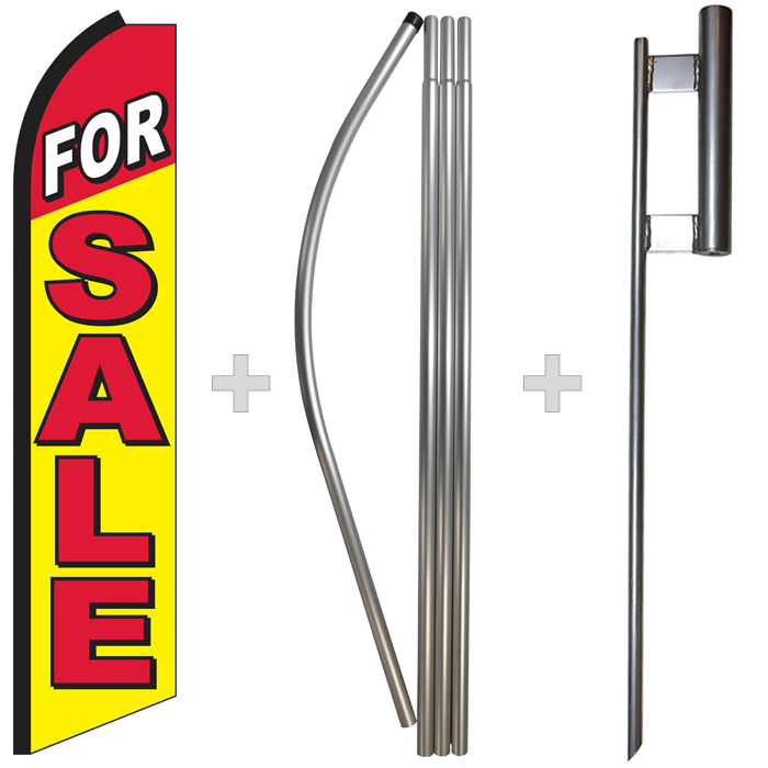 For Sale 15′ Tall Swooper Flag & Pole Kit Feather Super Bow Banner