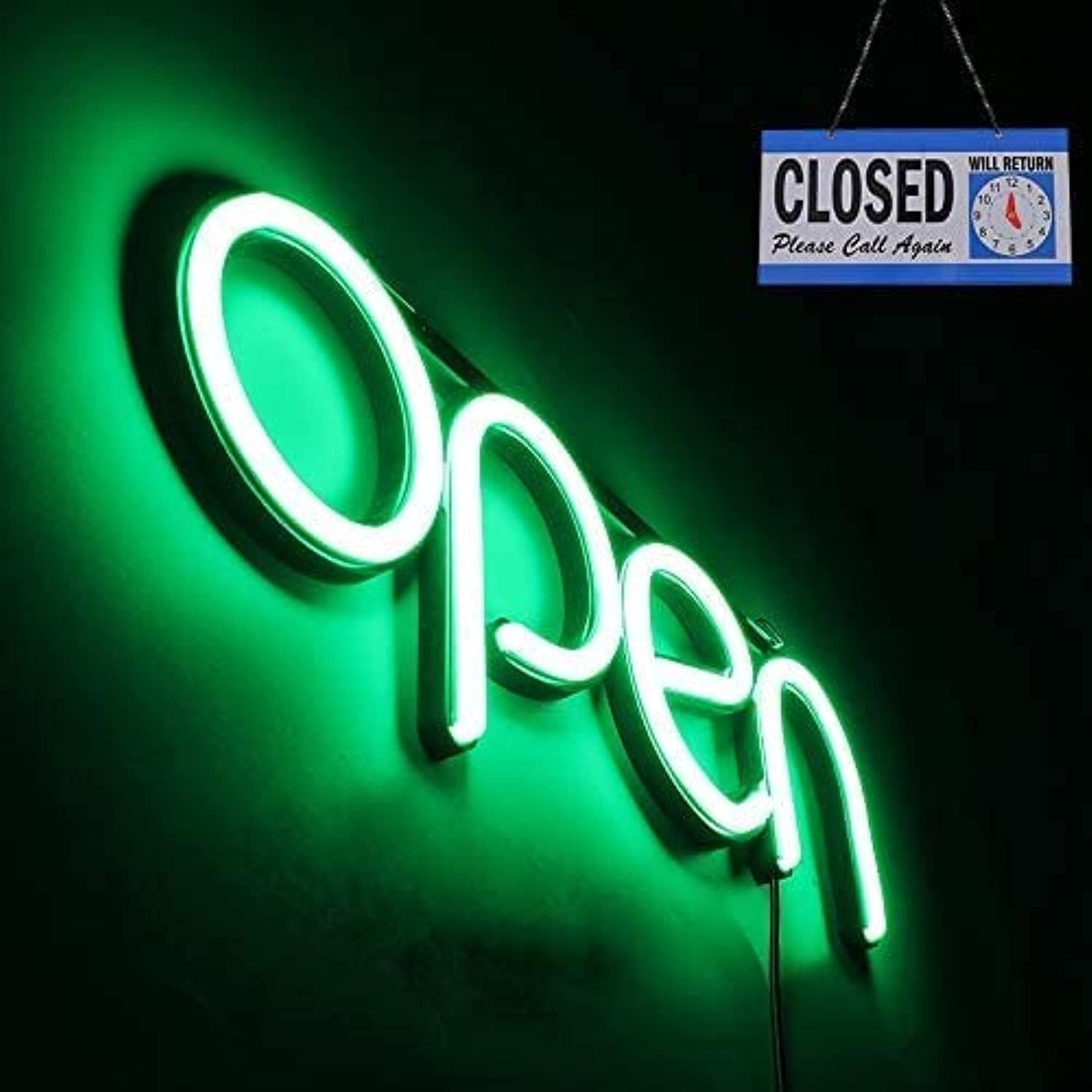 LED Open Sign for Business Bright Open Sign Flashing Neon Style Electric 16×6 in