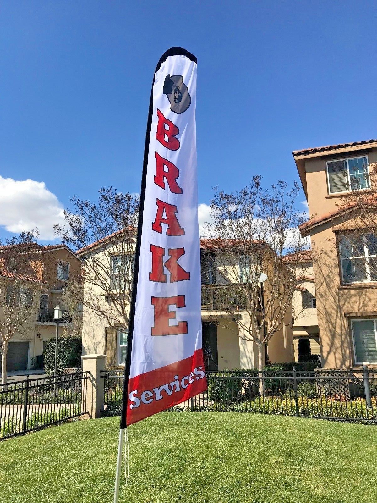Custom Feather Swooper Banner Sign Flag 15′ Kit Brake Services -Free Gift