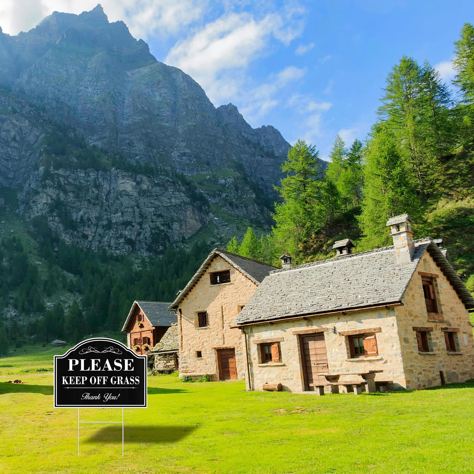 2 Pack 12×9 Inch Please Keep Off Grass Sign with Stakes for Yard Lawn Outdoor