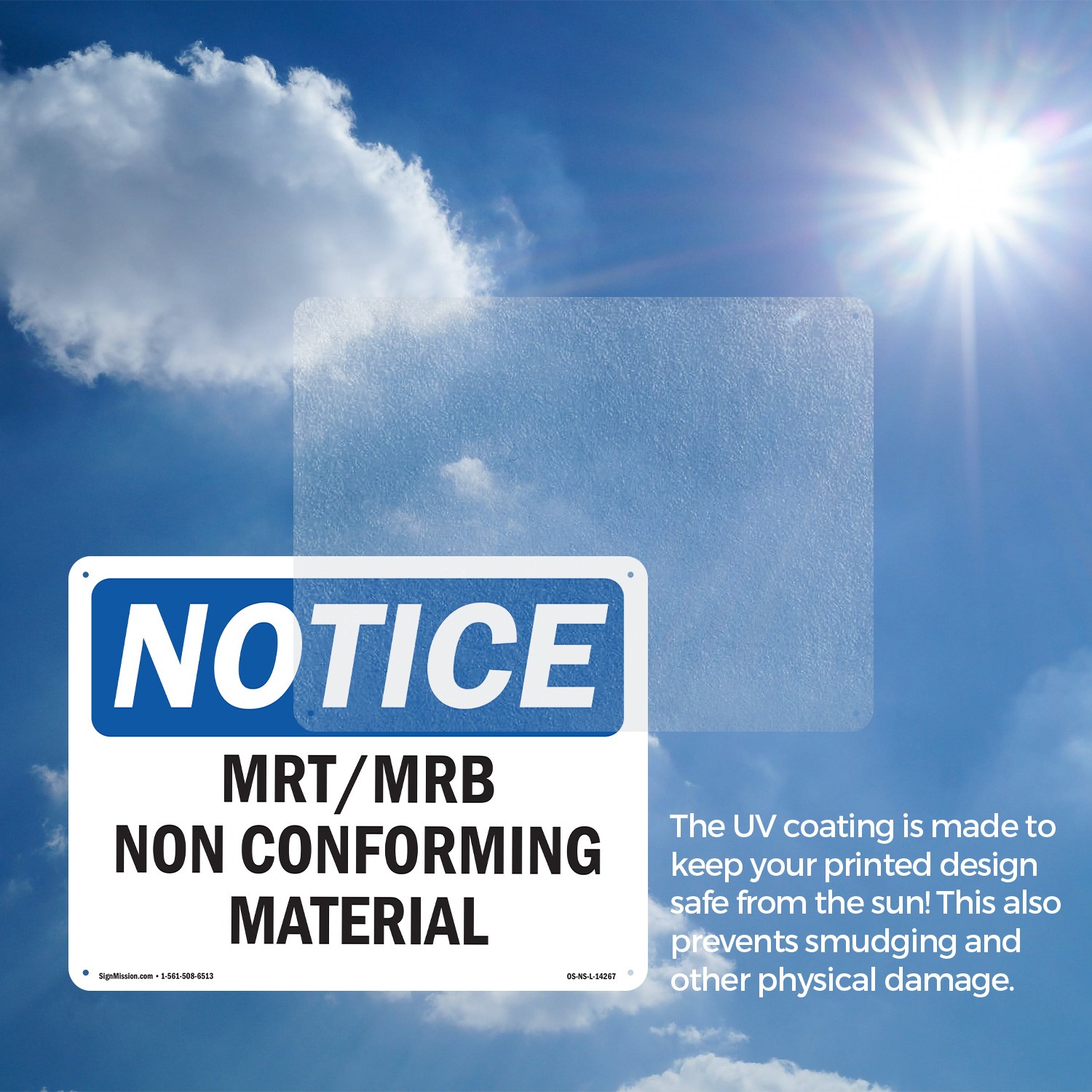 Mrt Mrb Nonconforming Material OSHA Notice Sign Metal,, Decal 5 or 10 Pack