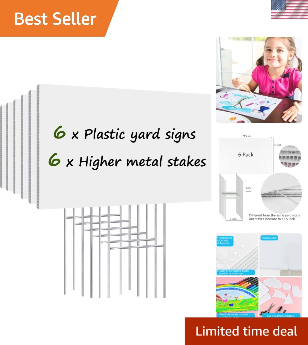 Custom 6 Pack Lawn Signs 17×12 Inches – Durable Double-Sided Corrugated Plastic