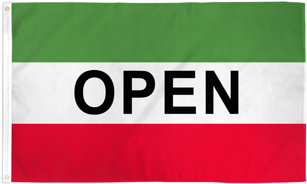 Red White Green Open Flag 3x5ft Business Flag Advertising Sign