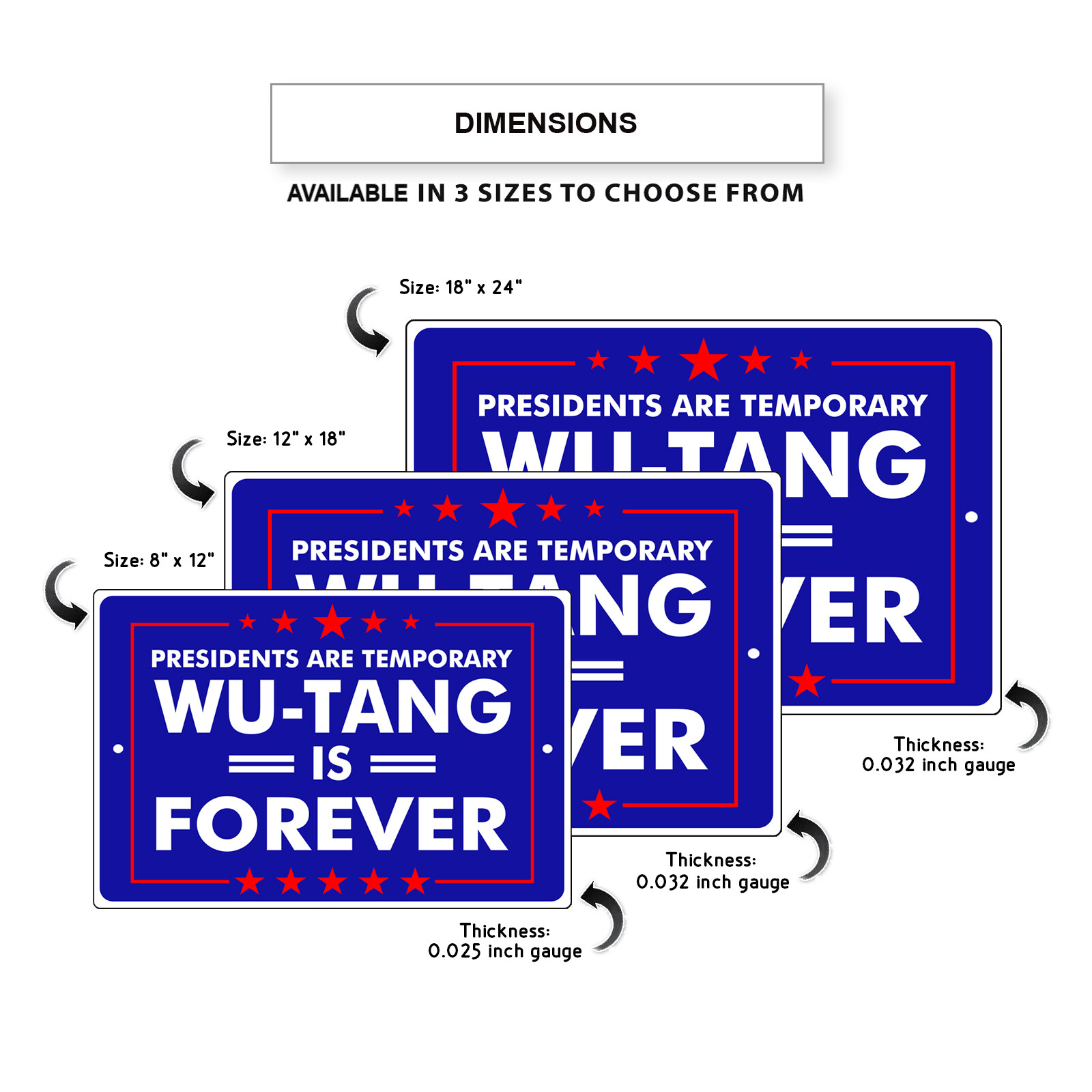 Presidents Are Temporary Wu-Tang Is Forever Office Home Aluminum Metal Sign