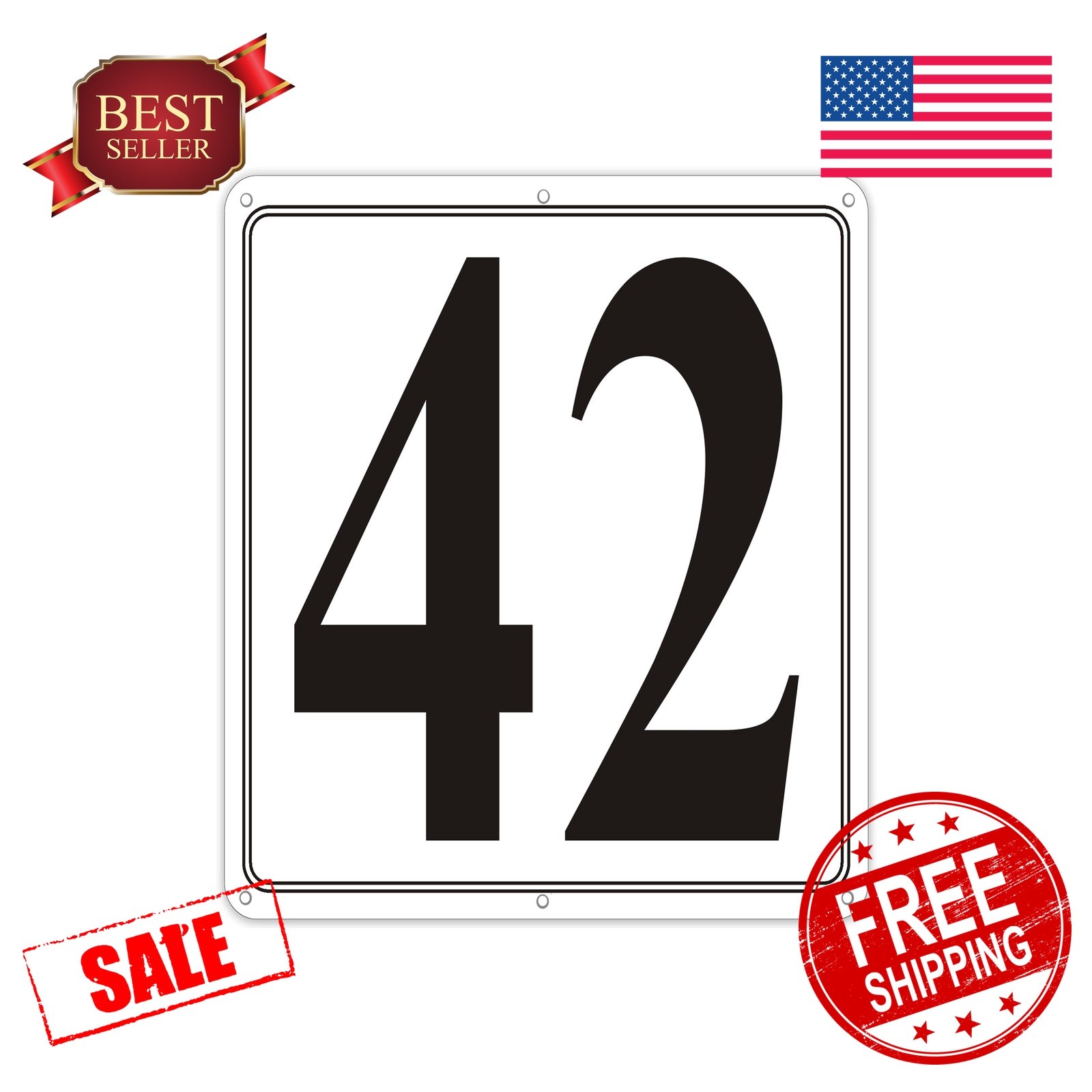 i-CowFun Metal Number Signs 42 Aluminum 12″ Parking