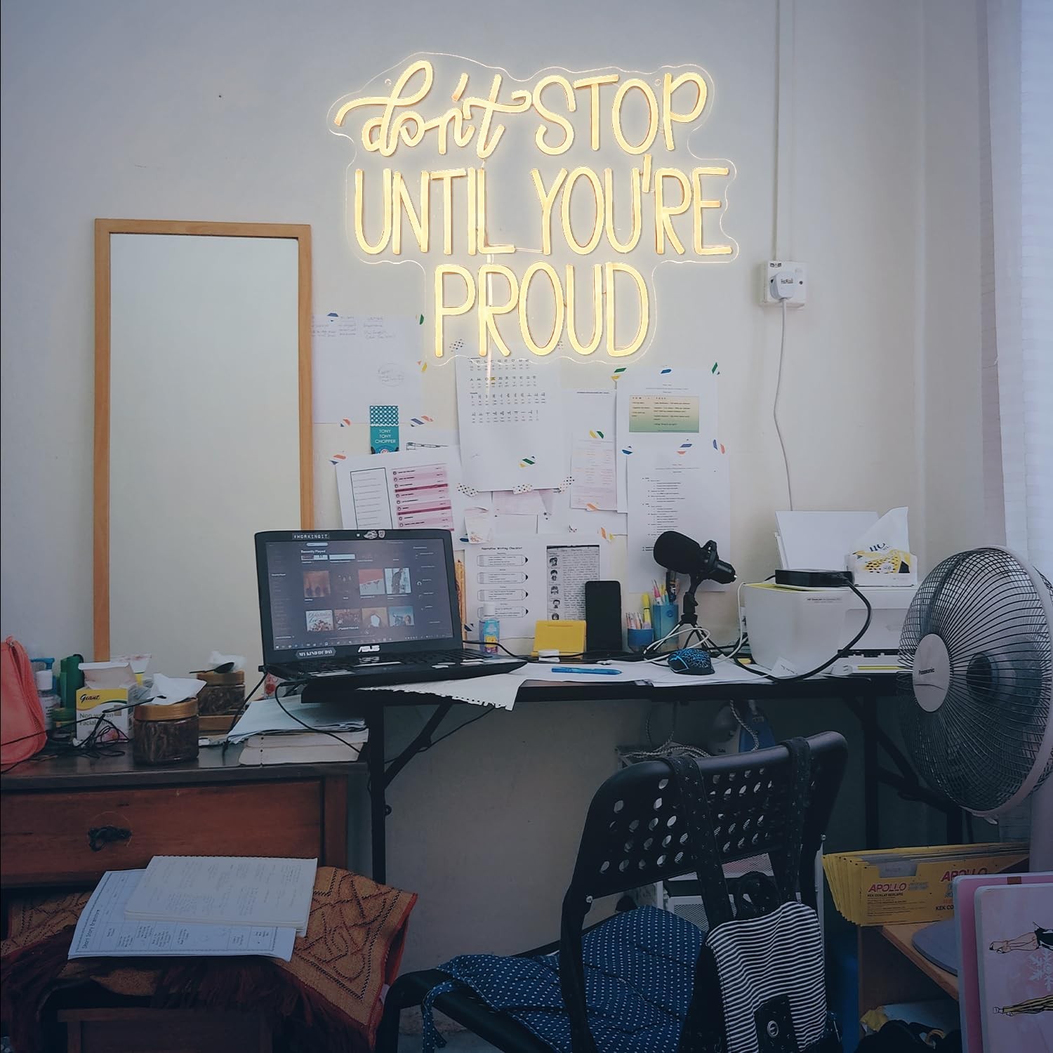 Don’t Stop Until You Are Proud Neon Sign Warm White LED Neon Light Dimmable U…