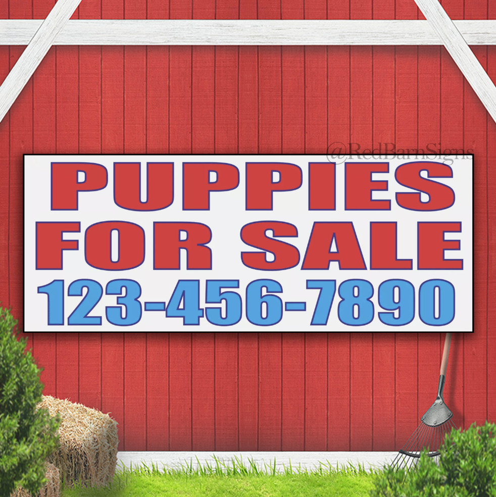 PUPPIES FOR SALE w CUSTOM PHONE Banner Sign NEW Size Best Quality