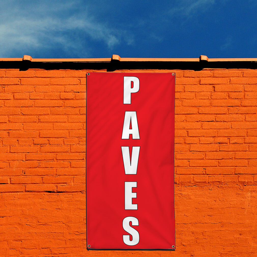 Vertical Vinyl Banner Multiple Sizes Paves Red Home Remodeling Business Outdoor