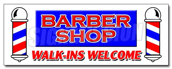 BARBER SHOP WALK-INS WELCOME DECAL sticker men women coloring manicure