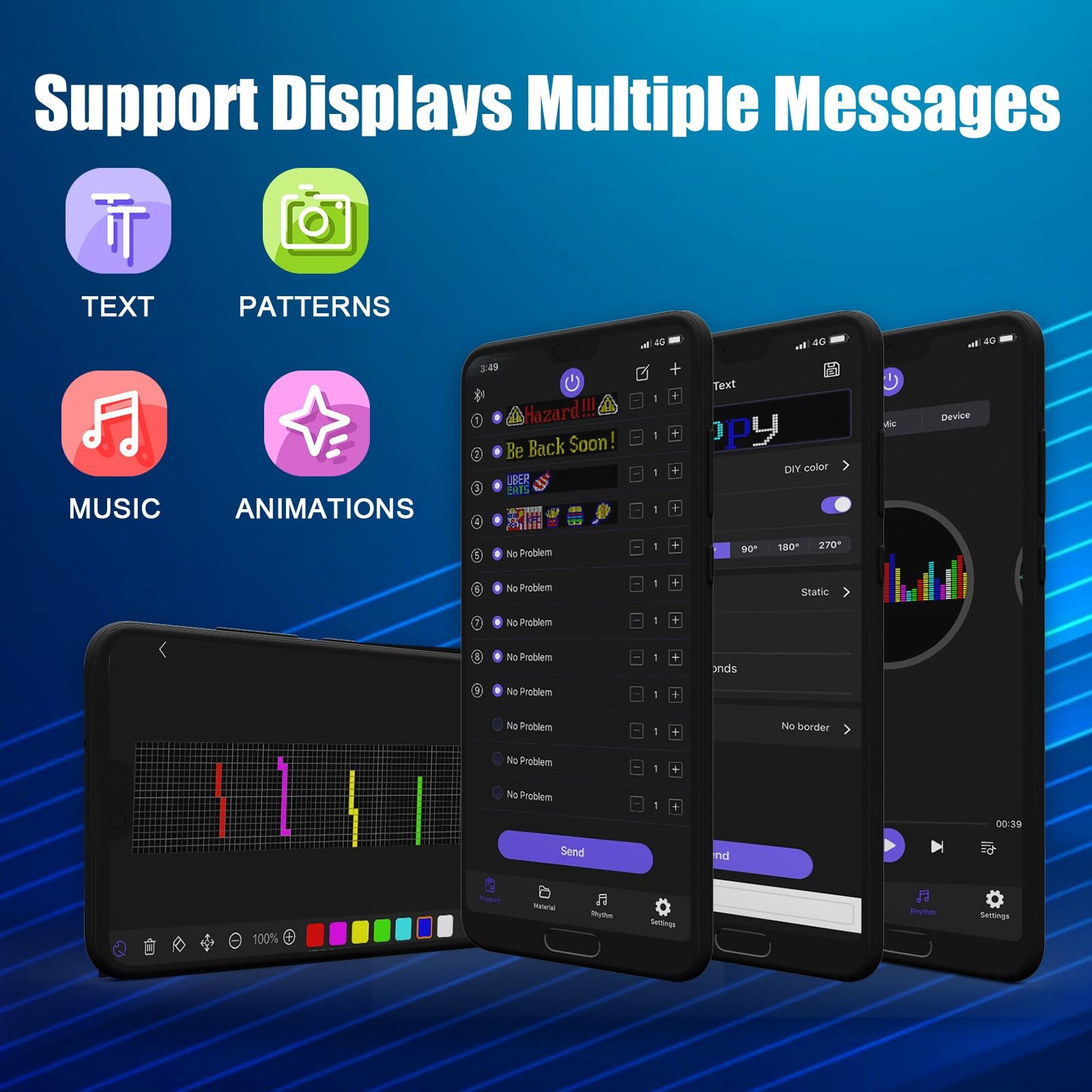 Programmable LED Signs,Flexible Scrolling LED Display,Bluetooth APP Control,E…