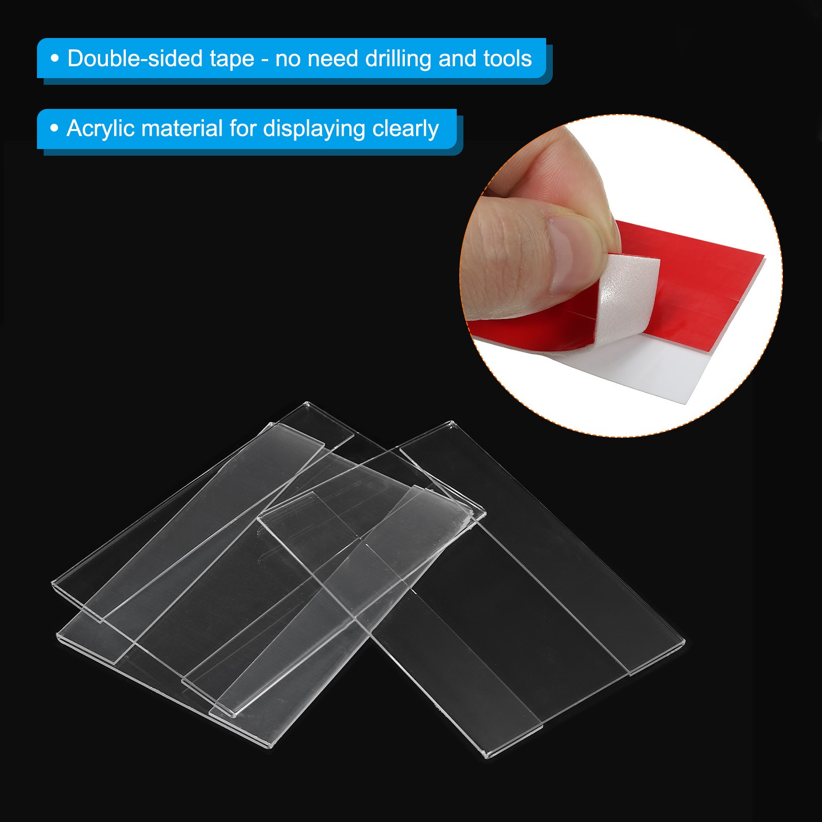 8Pcs 4×6″ Wall Mount Acrylic Sign Holder with Tape for Office, Clear