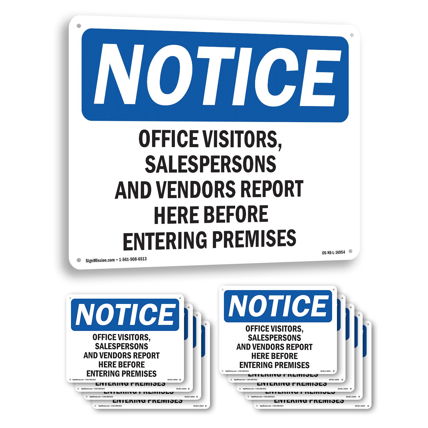 Office Visitors Salespersons And Vendors OSHA Notice Sign, Decal 5 or 10 Pack