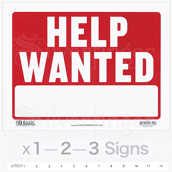 HELP WANTED Sign — 9 x 12″ inch Employment Jobs Ad Employee Work Plastic x1—2—3
