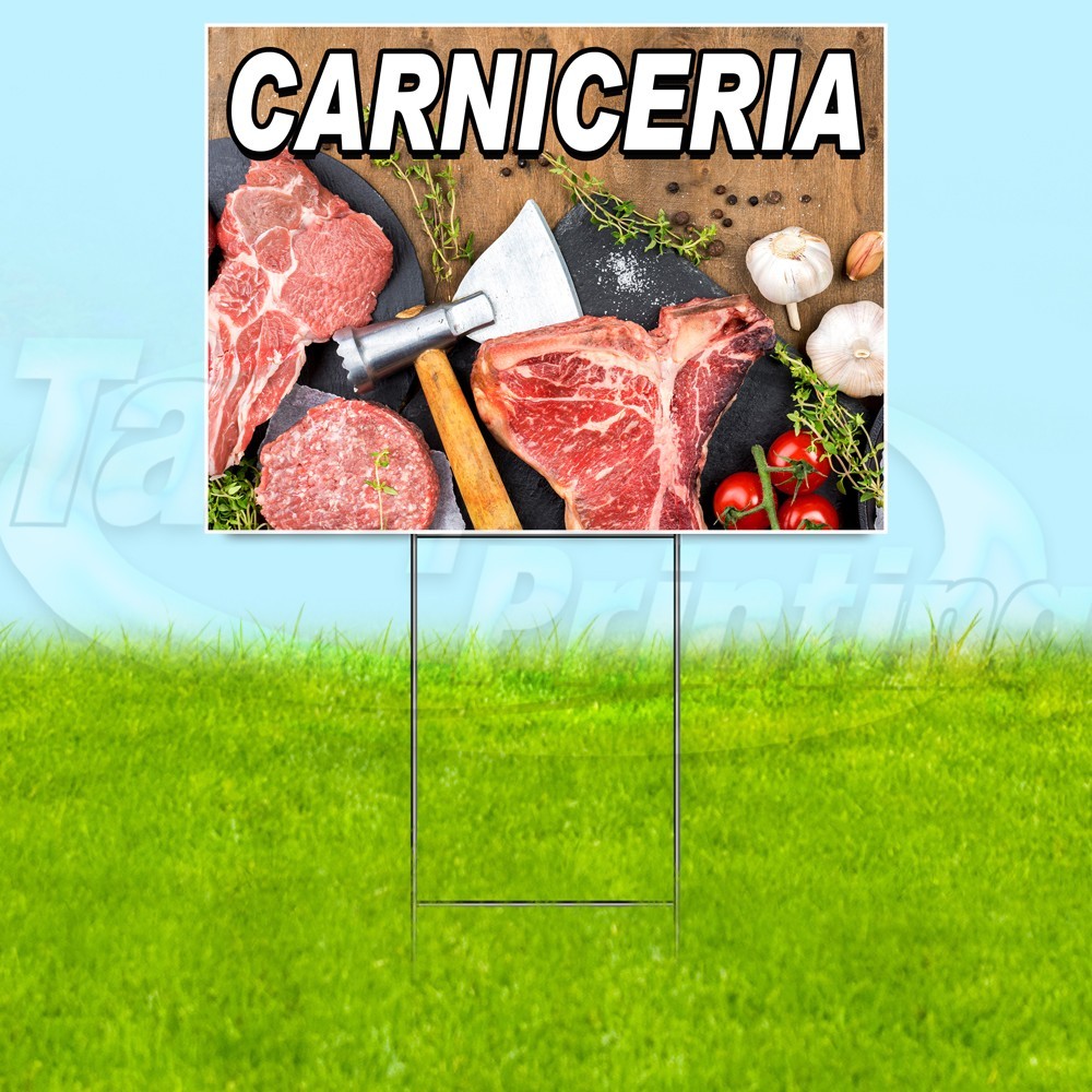CARNICERIA 18×24 Yard Meat Food Sign Plastic Corrugated WITH STAKE USA YS08030