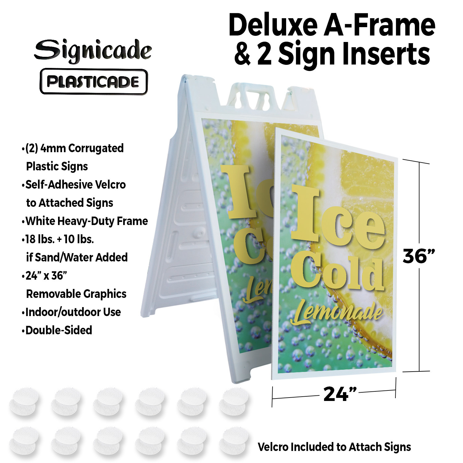 Iced Cold Lemonade Heavy Duty A-Frame Sidewalk Sign Refreshing Drinks Summer