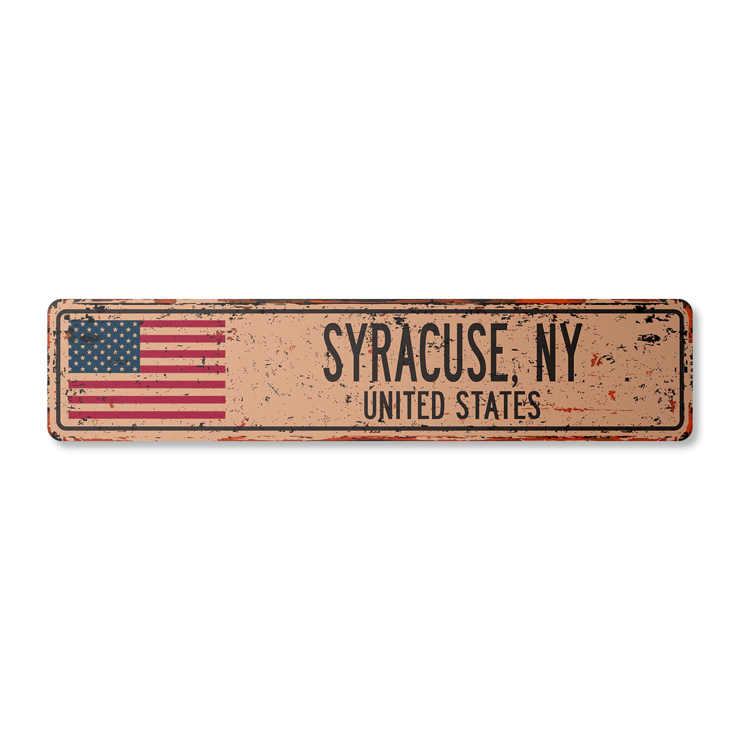 SYRACUSE NY UNITED STATES Vintage Street Sign American flag city country rustic