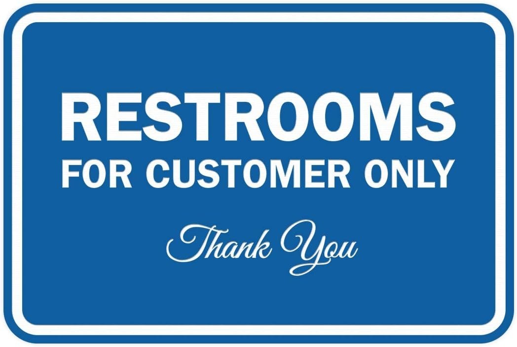 Signs ByLITA Classic Framed Restrooms for Customers Sign Blue 4″ x 6″ Small