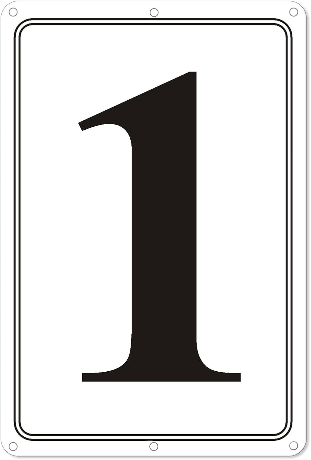 Premium Aluminum Number Signs 1, Metal 12″ X 8″ Numbered Signs Outdoor for Parki