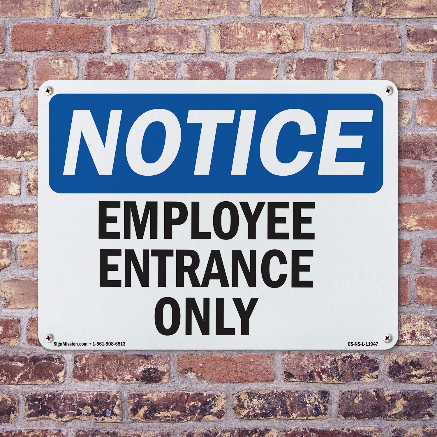 Employee Entrance Only OSHA Notice Sign Metal, Plastic, Or Decal – 5 or 10 Pack