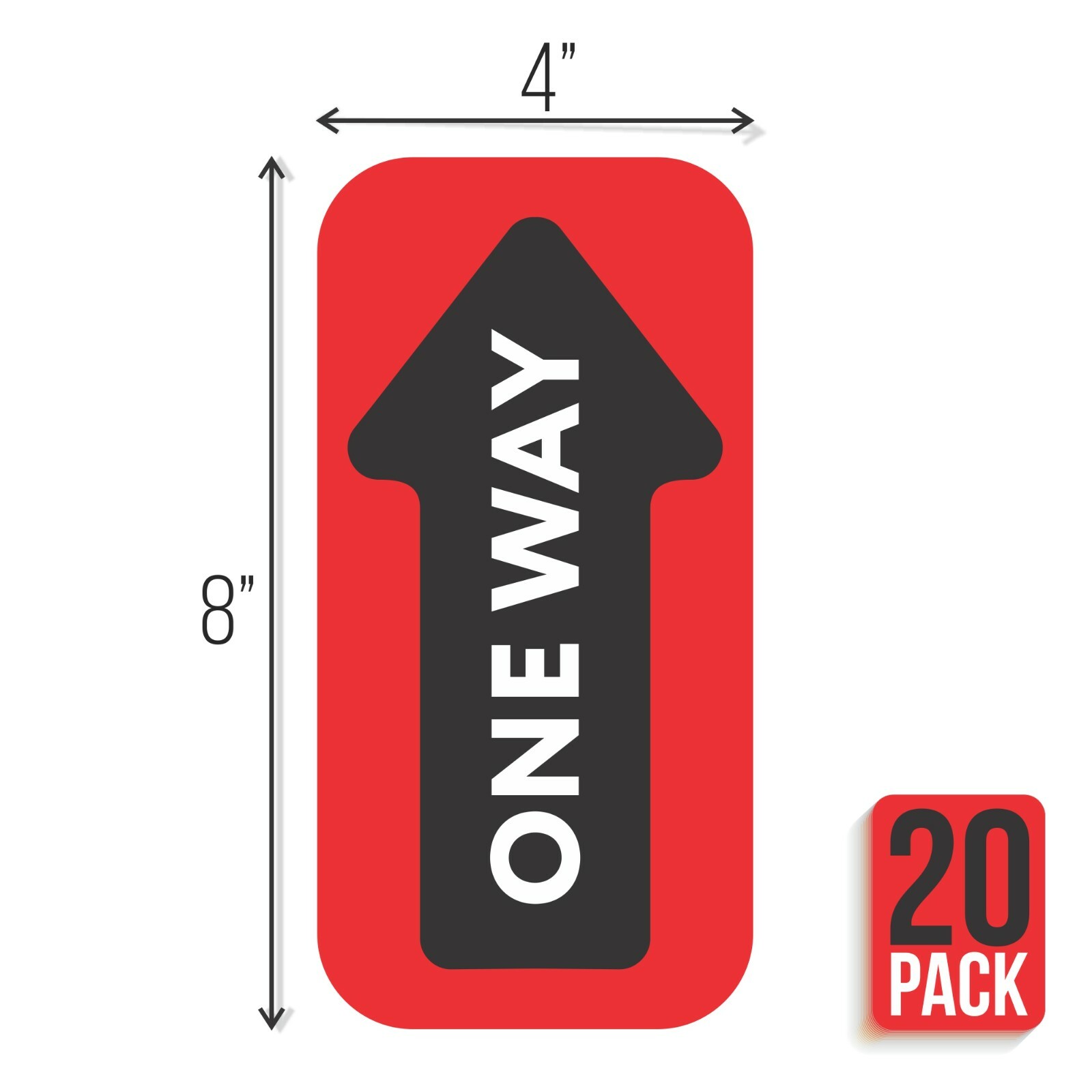 One Way Arrow Enter Social Floor Decals for Carpet, Stickers, Signs (20 pack)