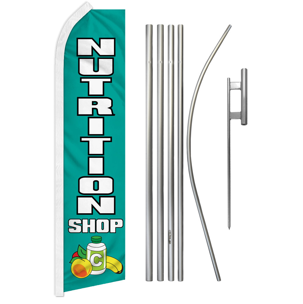 Nutrition Shop Advertising Swooper Feather Flutter Flag Pole Kit Health Shop