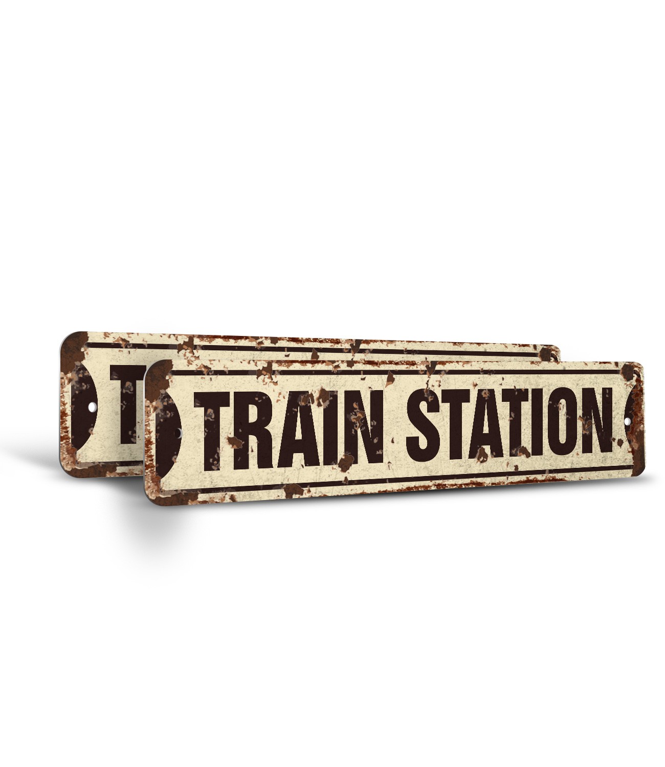 TRAIN STATION Vintage Style Street Sign Metal Plastic railroad crossing xing RR