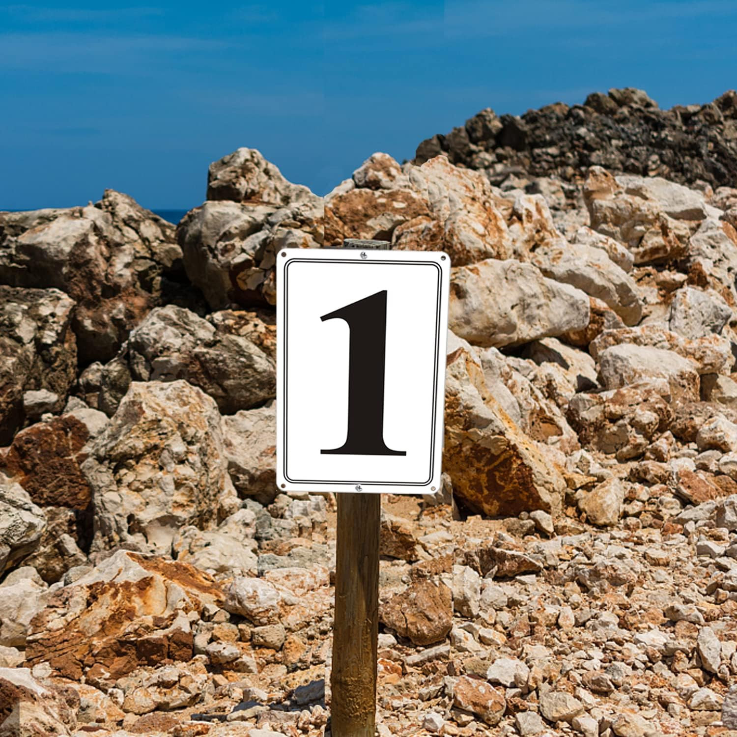Premium Aluminum Number Signs 1, Metal 12″ X 8″ Numbered Signs Outdoor for Parki