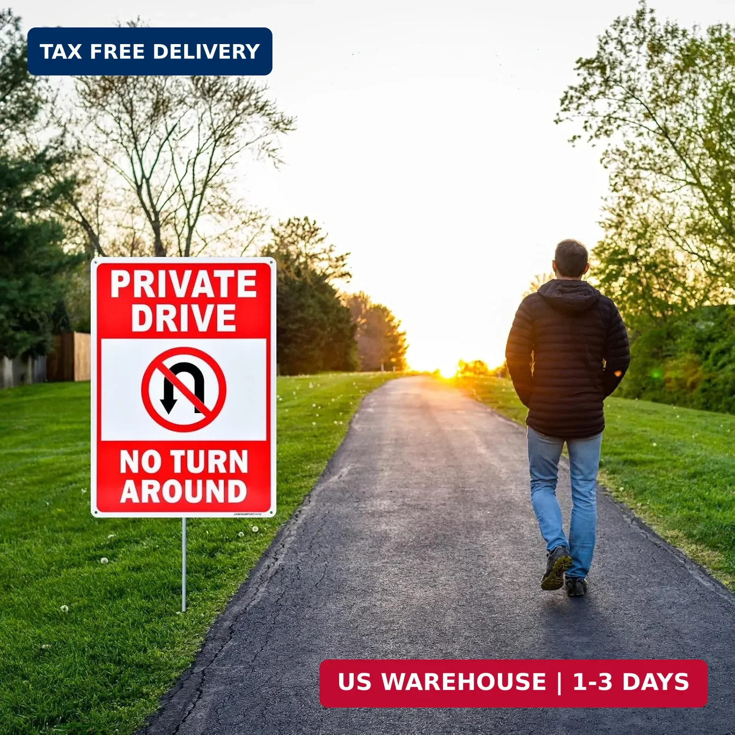 Private Drive Sign, No Turn Around Sign, Driveway Signs No Turnaround, 2 Pack 14