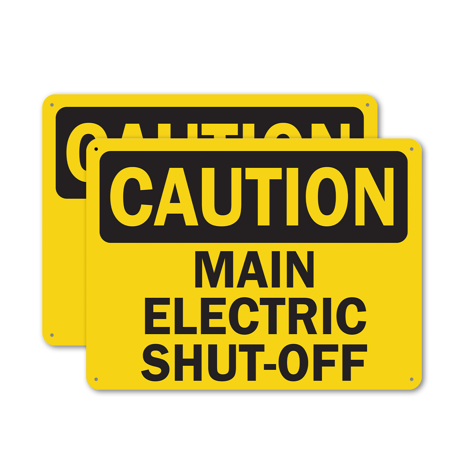 (2 Pack) Main Electric Shut-Off OSHA Caution Sign Decal Metal Plastic