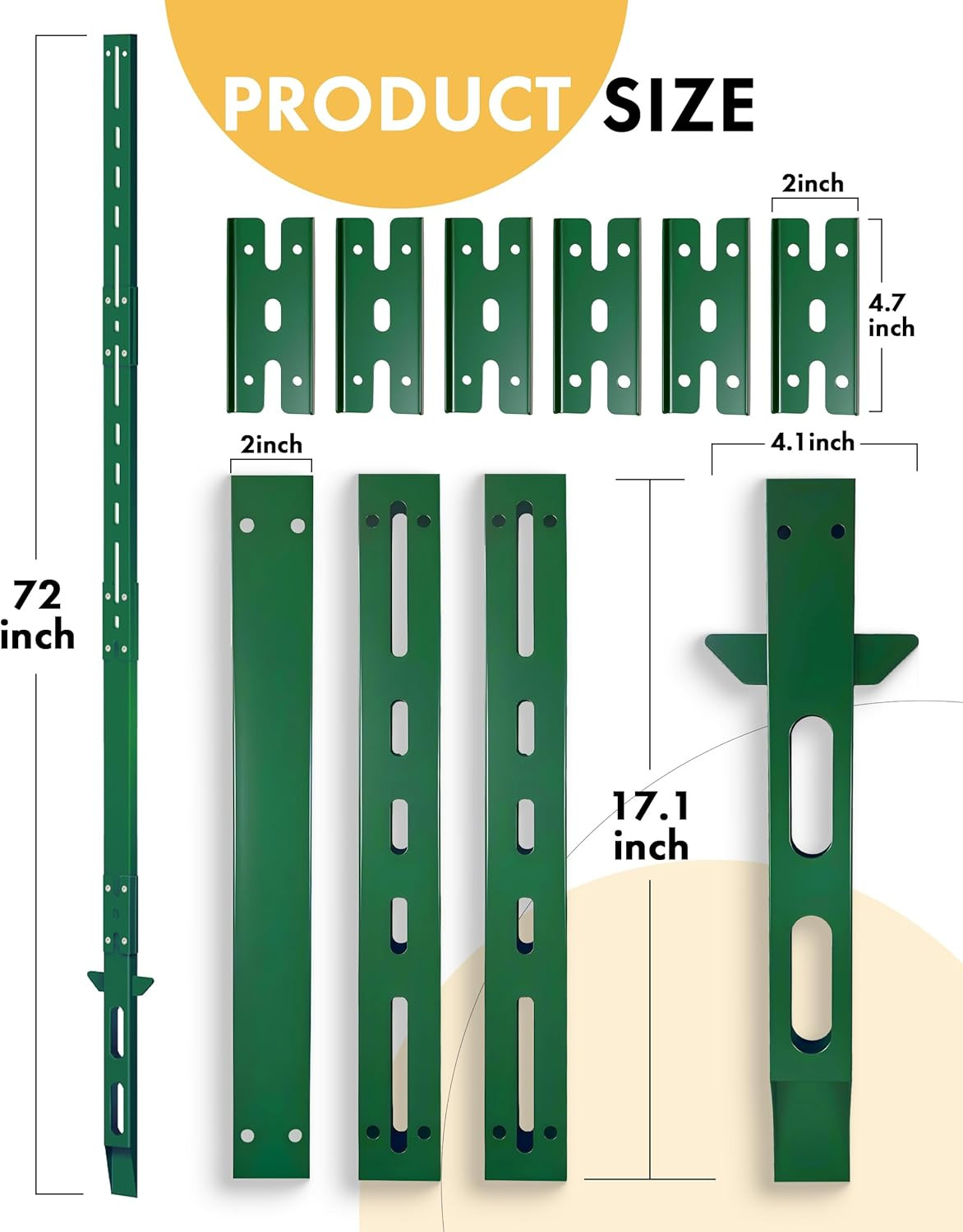 72-Inch Heavy Duty Metal Sign Posts, 6Ft Tall Lawn Sign Stakes for Outdoor Signs