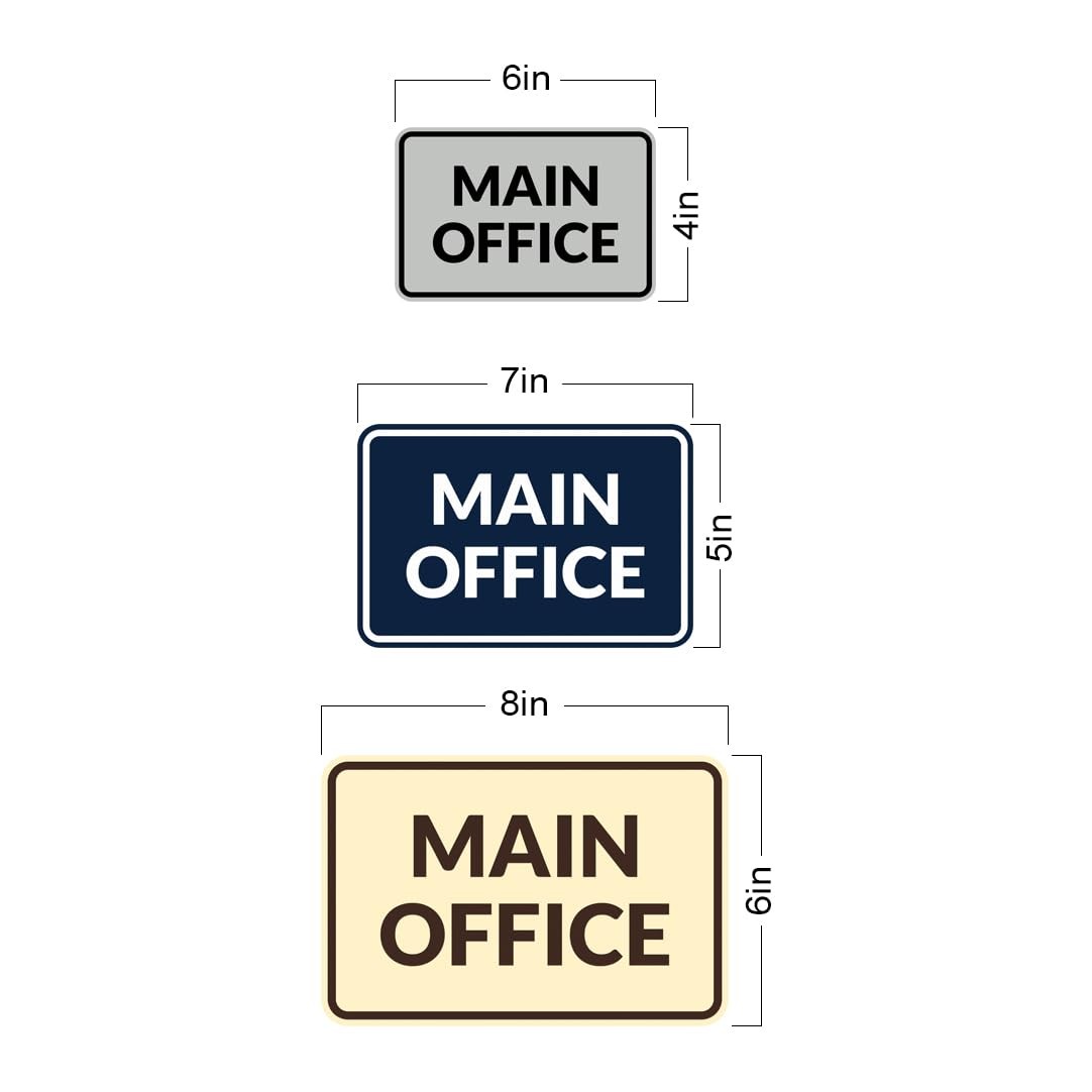 Large Classic Framed Main Office Sign Brushed Silver Durable Wall Door Mount