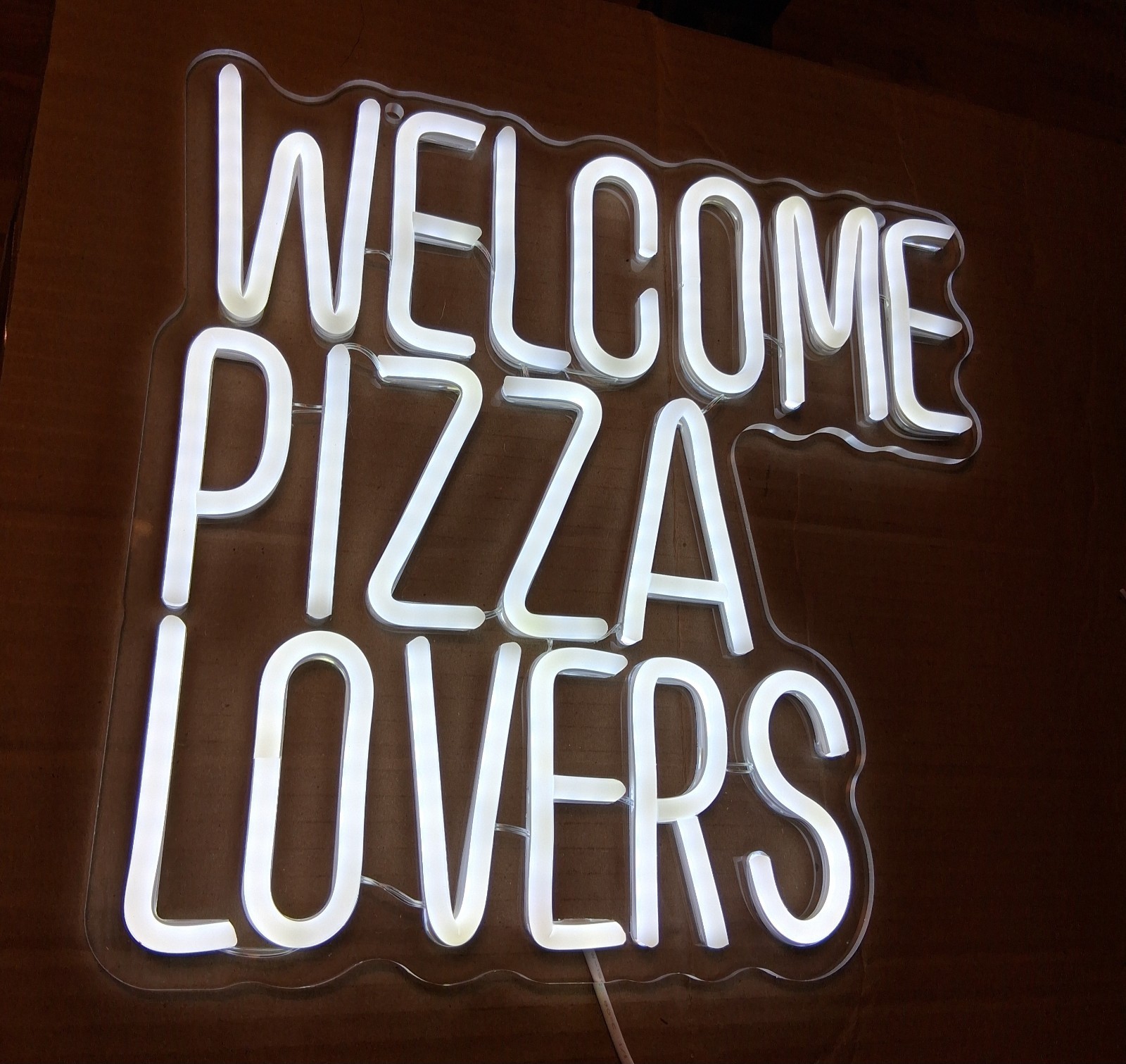 Welcome Pizza Lovers Neon LED Sign 13″X 13″ Approximate Dimmable With USB Power