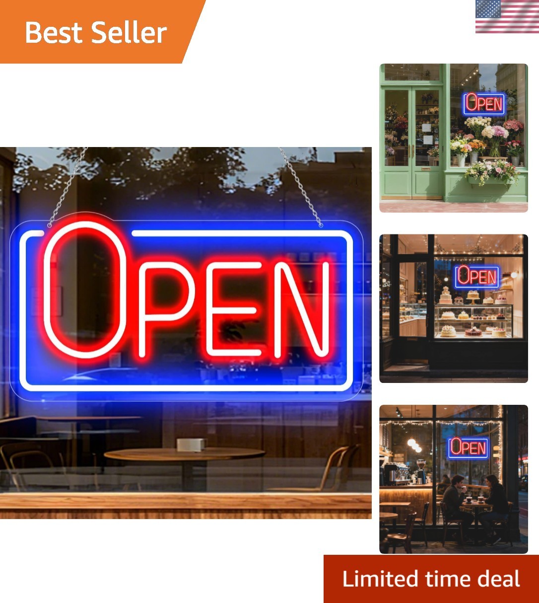 Led Neon Open Sign for Business Window, Light up Open Sign for Store Carteles Le