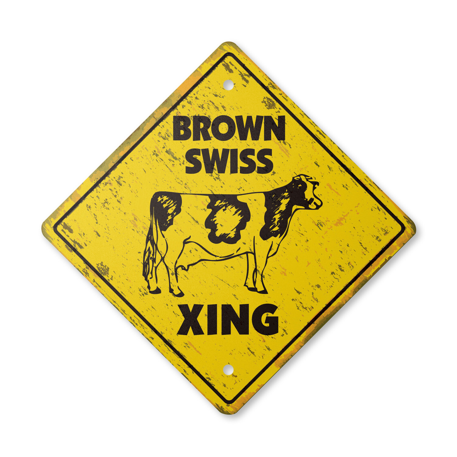 Brown Swiss Vintage Crossing Sign Xing Plastic Rustic dairy cattle milk farmer f