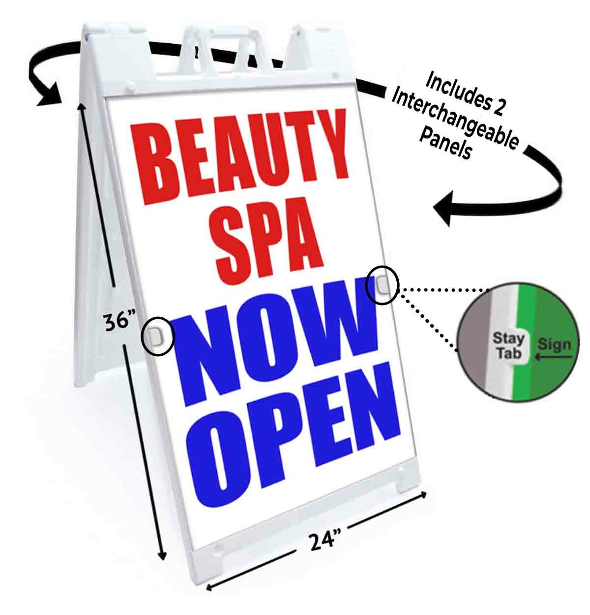 BEAUTY SPA NOW OPEN Signicade 24×36 A Frame Sidewalk Pavement Sign Double Sided