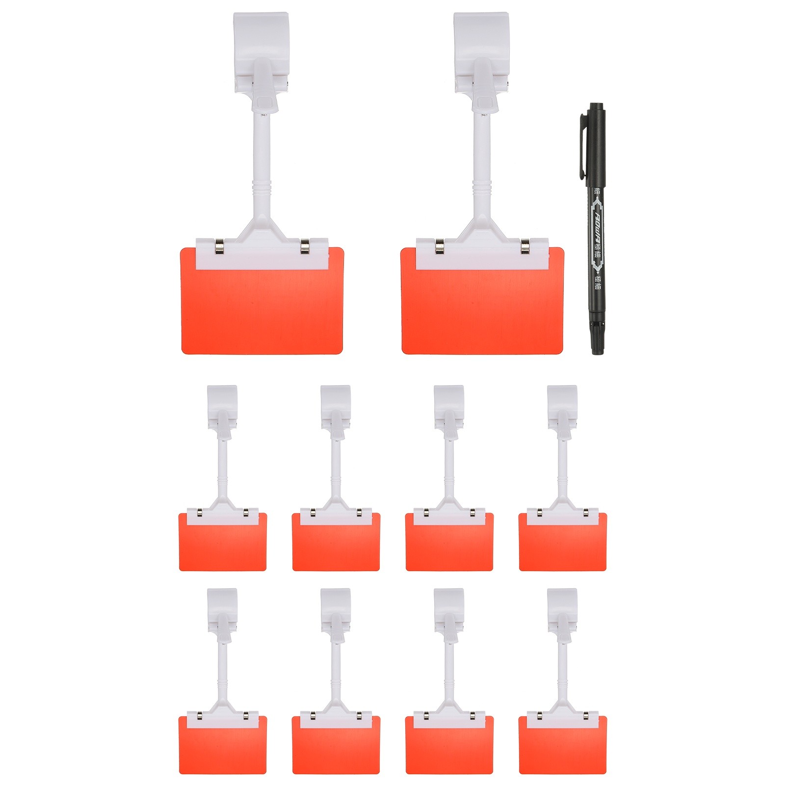 10 Pcs Sign Holders with Red A7 Plastic Cards & Erasable Marker, White