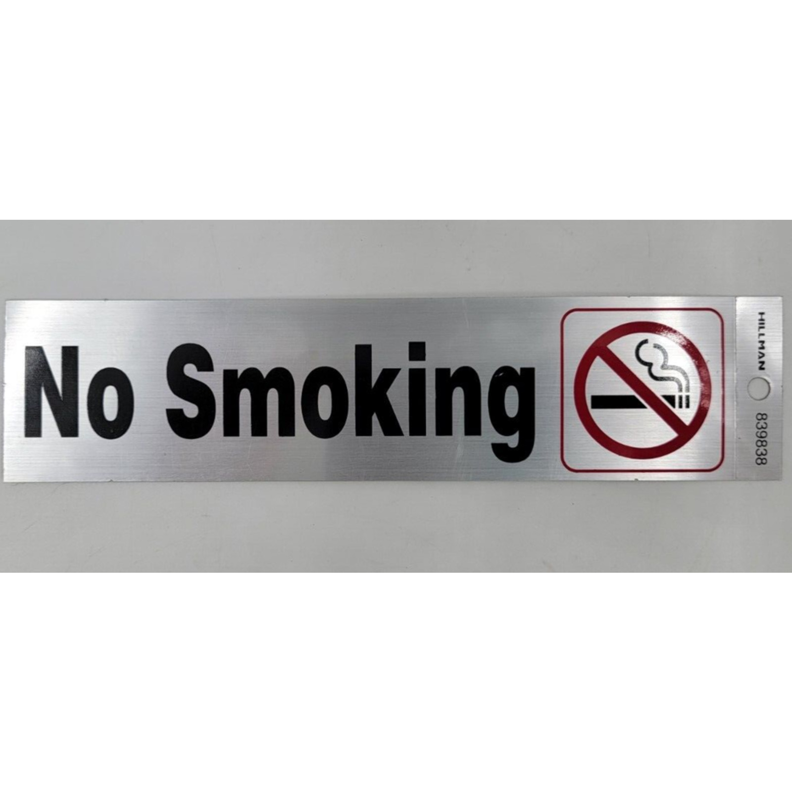 Hillman 839838, Black & Red Reflective No Smoking Sign Mylar 2×8 Self-Adhesive