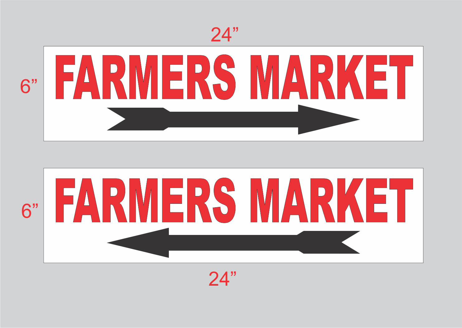 2- FARMERS MARKET Signs 6″x24″ Directional Road Street Yard Arrow