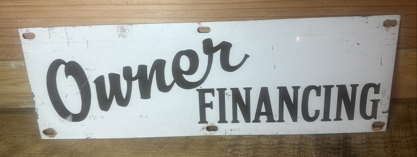 Vintage Two Sided Metal Owner Financing Sign