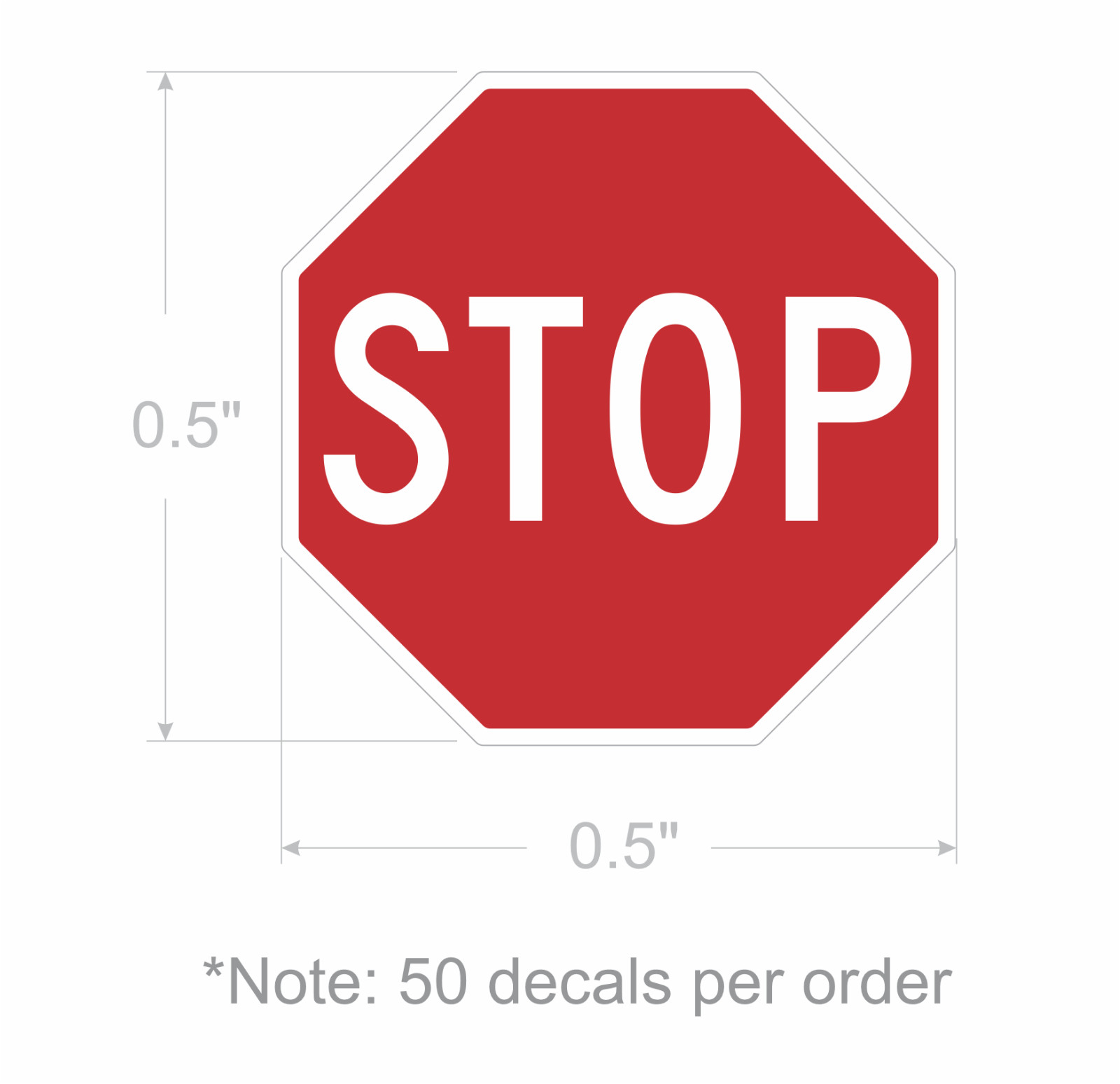 Stop Sign Stickers | 50 decals | 0.5″ octagon shape | outdoor durable