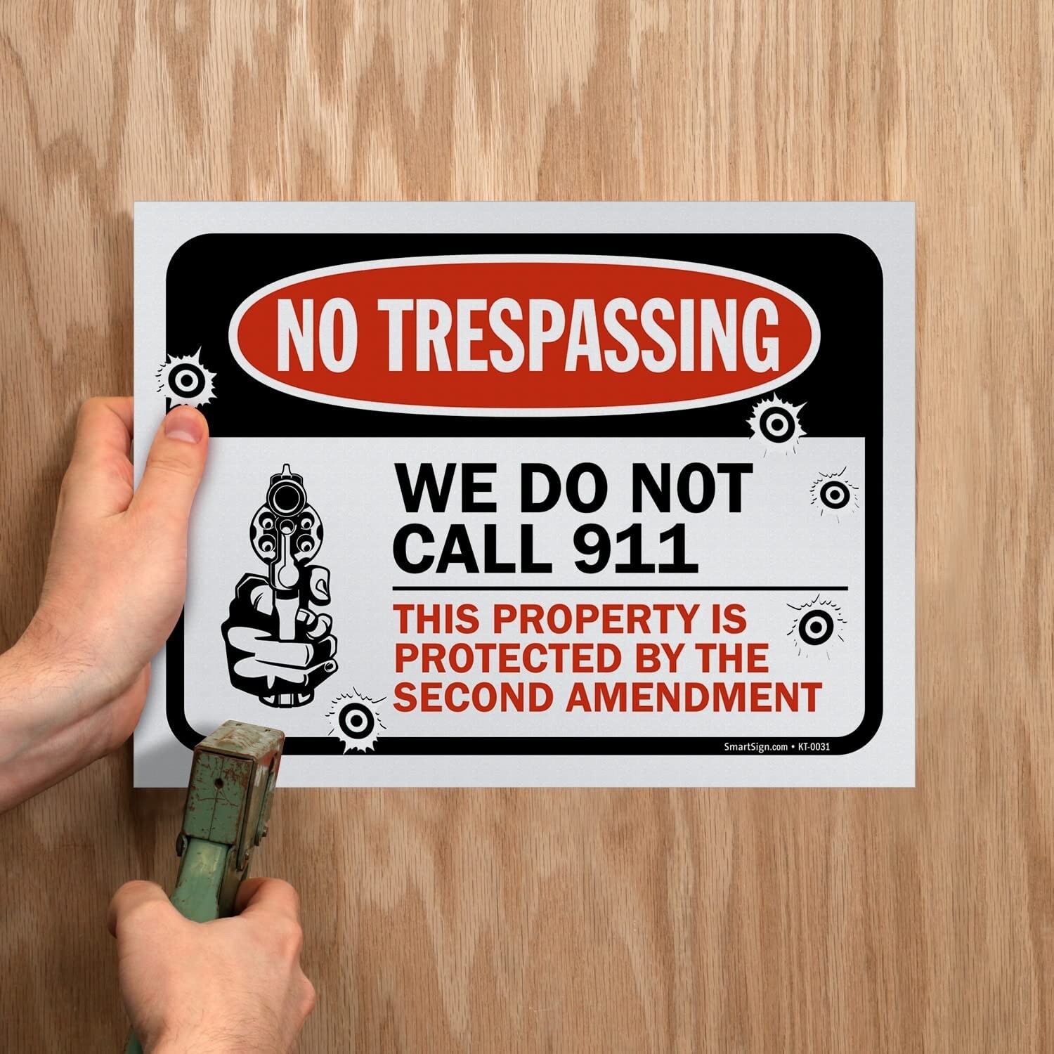 🇺🇸2-TRESPASSING-WE DO NOT CALL 911-PROTECTED BY SECOND AMENDMENT SIGNS 9″X12″