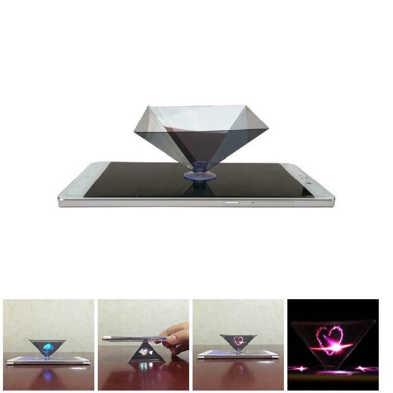 3D Hologram Pyramid Display Projector Video Stand Universal For Smart Mobile Pho