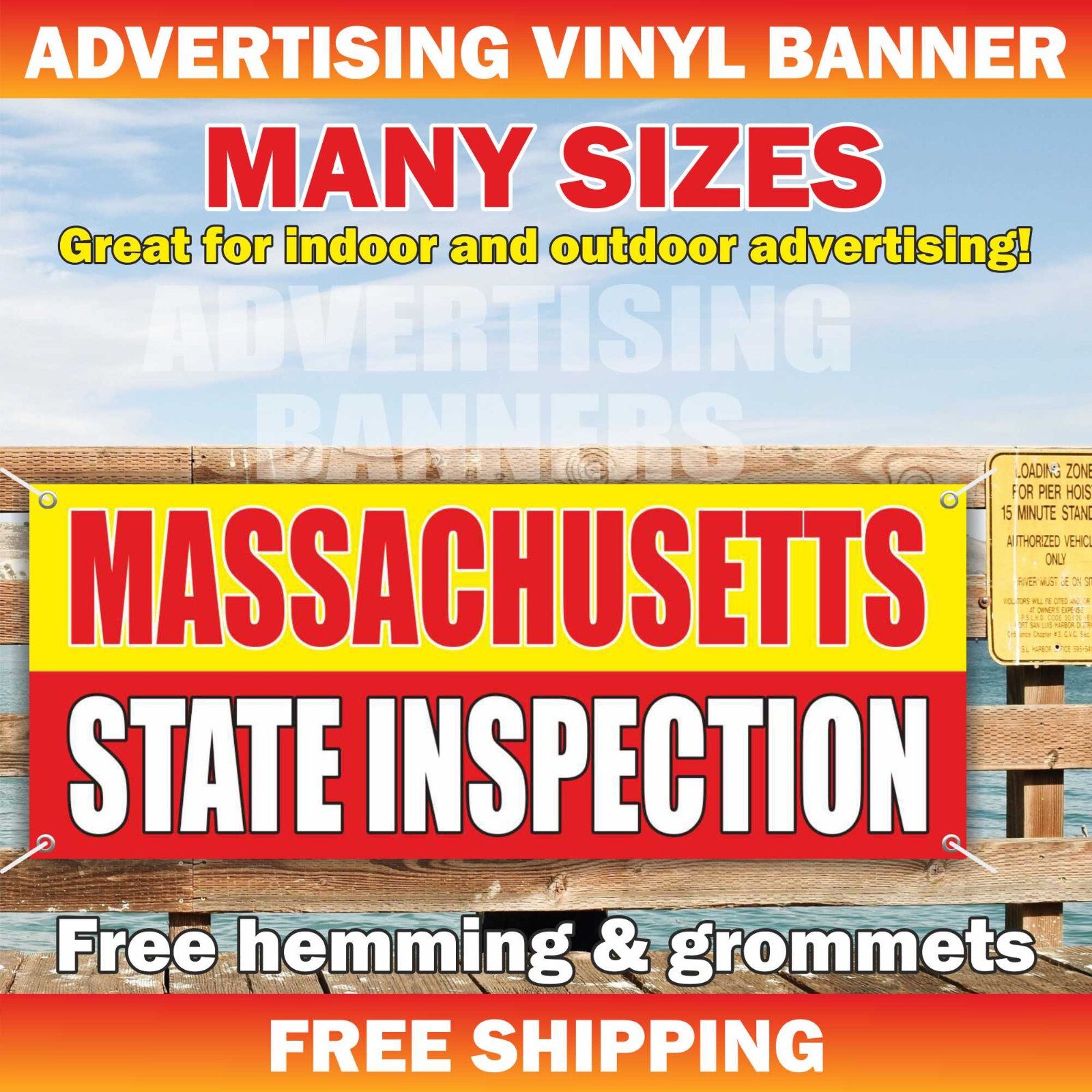MASSACHUSETTS STATE INSPECTION Advertising Banner Vinyl Mesh Sign Vehicle