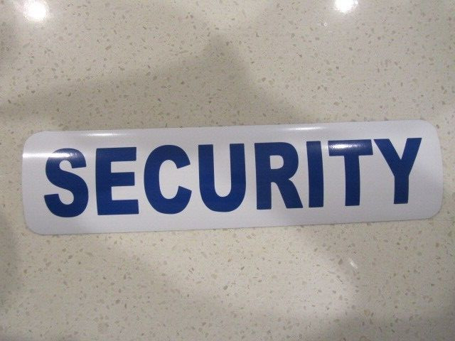 SECURITY White & Blue Vehicle Magnetic Sign 3″x12″ for Car Truck Van SUV
