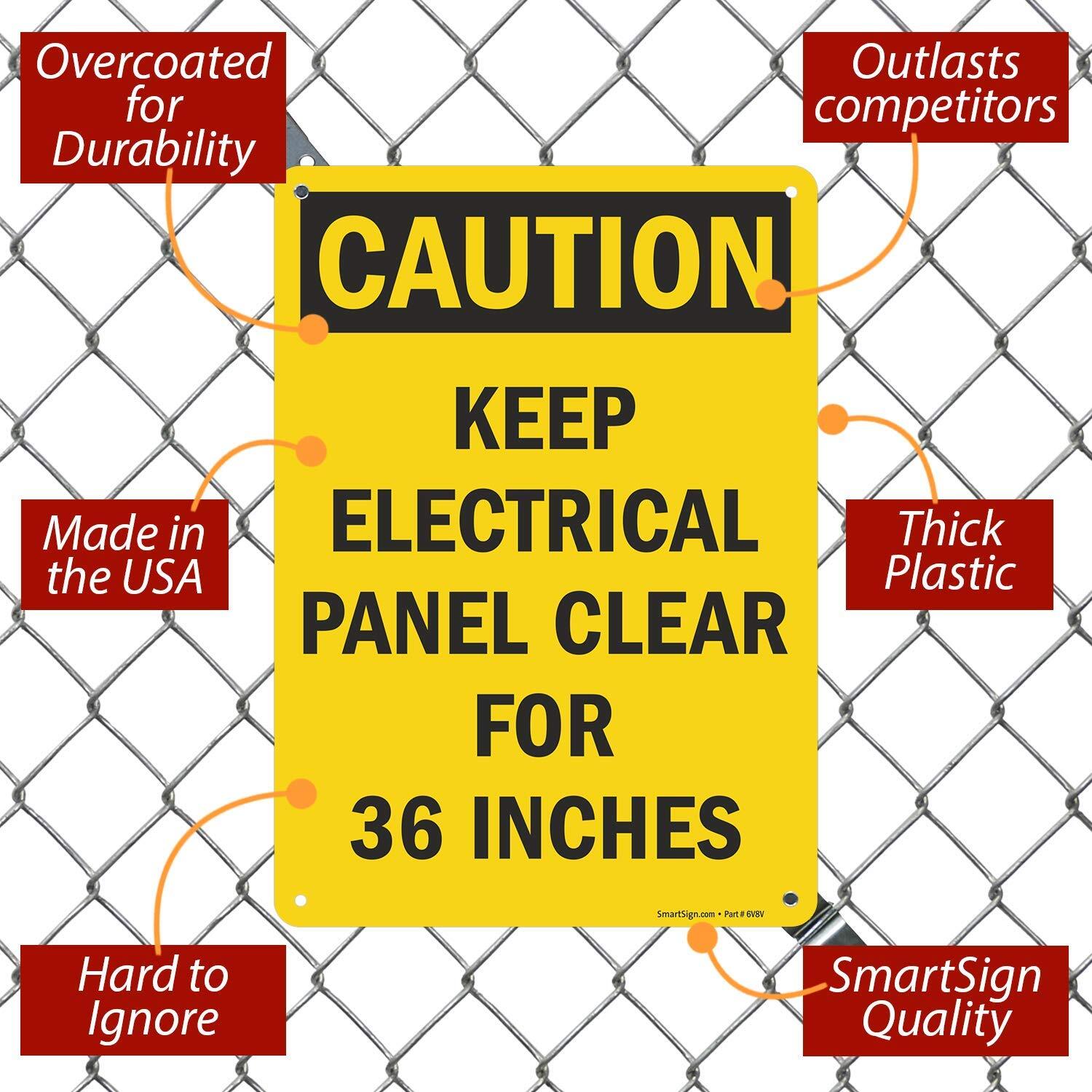 10×14 inch Caution Keep Electric Panel Clear for 36 Inches Plastic Sign