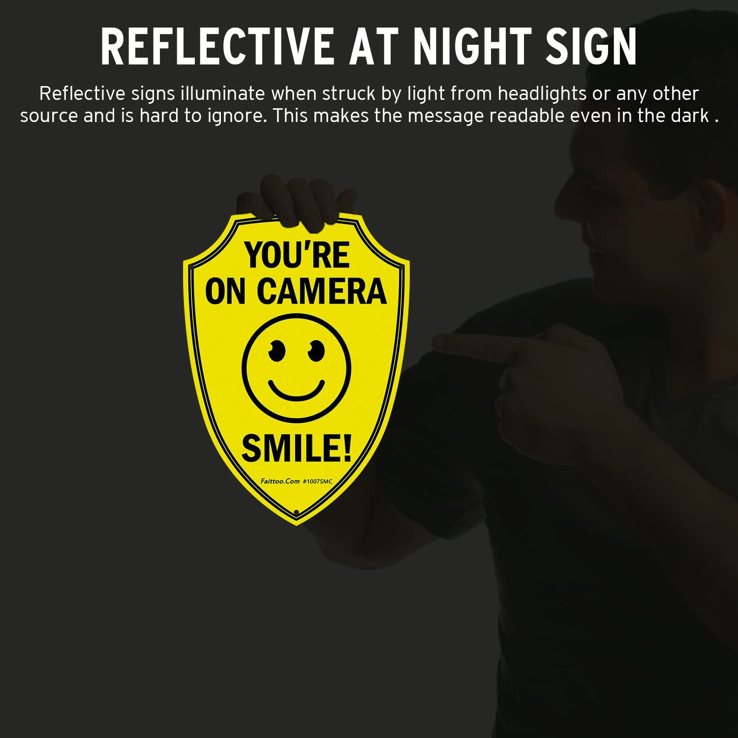 2 Pack Reflective Smile Youre On Camera Security Warning Signs