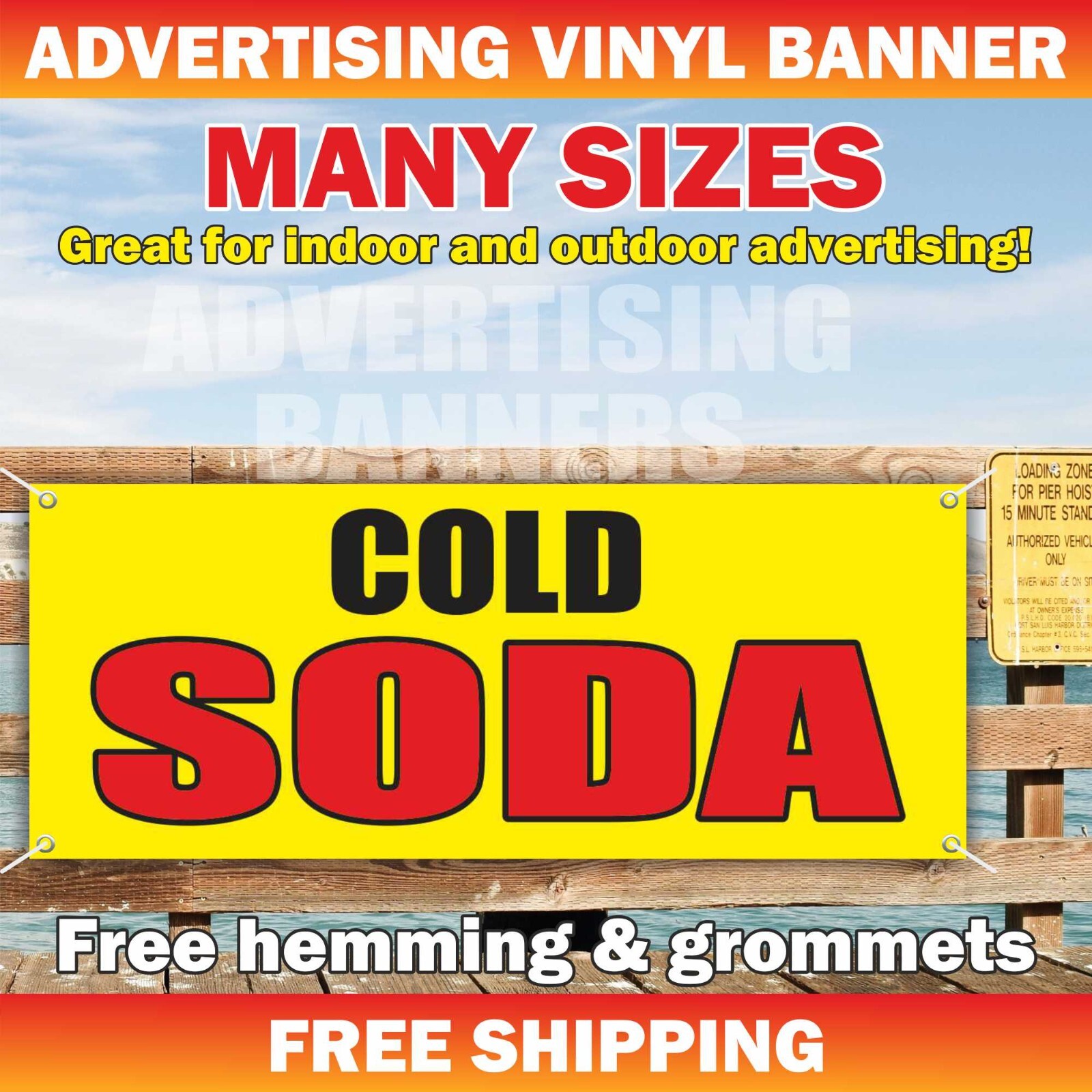 COLD SODA Advertising Banner Vinyl Sign ice fruit drinks tea bar juice lemonade