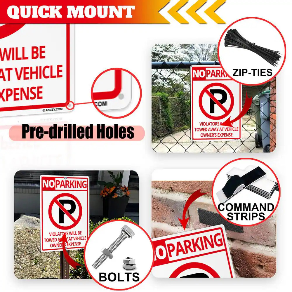 14 In. X 10 In. No Parking Sign – Violators Will Be Towed Away at Vehicle Owners