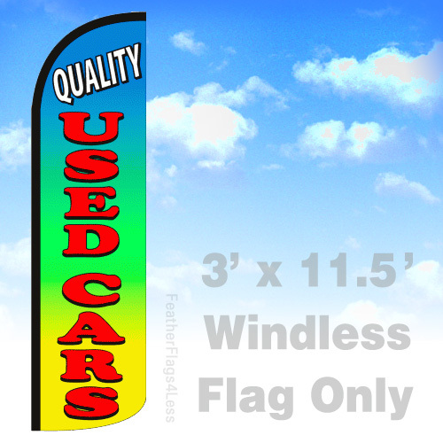 QUALITY USED CARS – Windless Swooper Flag 3×11.5 Feather Sign Flag – gyq